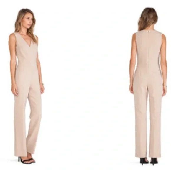 Trina Turk Pants - Trina Turk Pale Pink V-Neck Wide Wide Leg Jumpsuit  Size 4  Business Casual